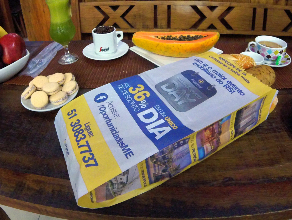 mídia em saco de pão ecológico